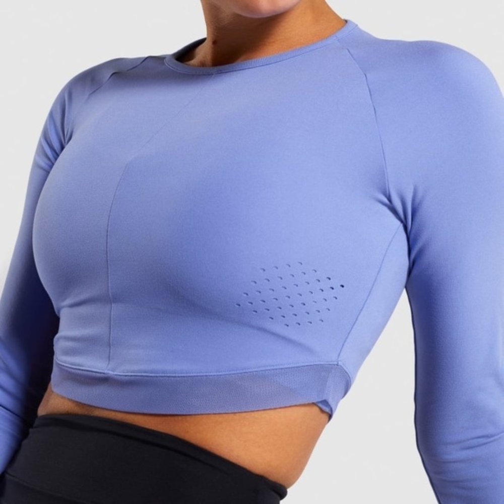 Gymshark Whitney Simmons Long Sleeve Crop Top Beautiful Blue